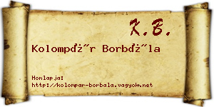 Kolompár Borbála névjegykártya