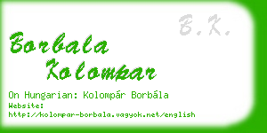 borbala kolompar business card